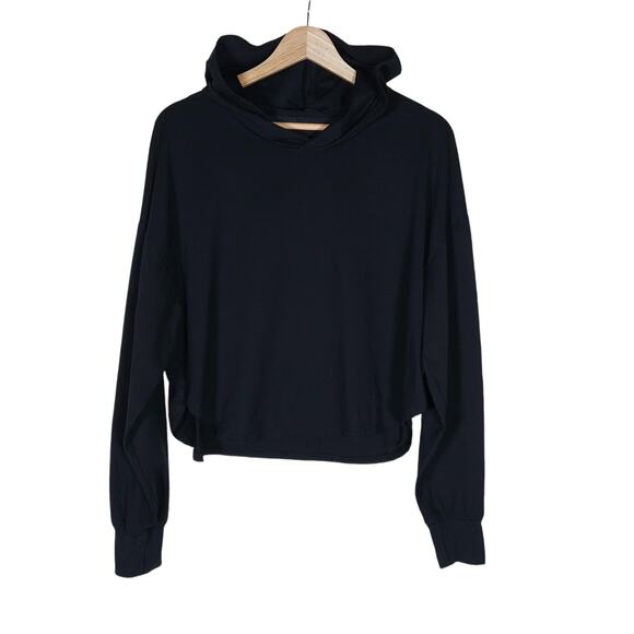 Gilly Hicks Tops - Gilly Hicks GO Womens Hoodie Medium Black Cropped Relaxed Fit Pullover Open Back